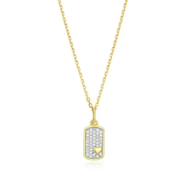14Kt Gold Plated LAB DIAMONDS Mini-Heart Tag Pendant Dickinson Jewelers Dunkirk, MD
