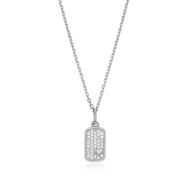 Sterling Silver LAB DIAMONDS Mini-Heart Tag Pendant Dickinson Jewelers Dunkirk, MD