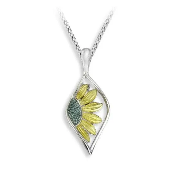 Sterling Silver Enamel Yellow Sunflower Open Design Pendant Dickinson Jewelers Dunkirk, MD
