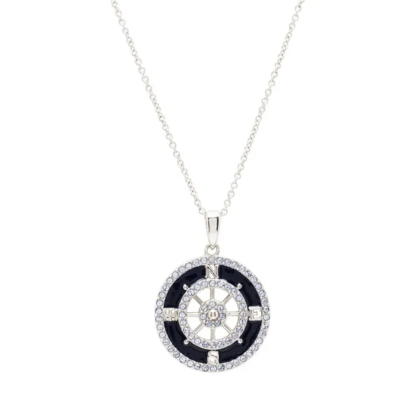 Sterling Silver Blue Enamel Compass Pendant on Chain Dickinson Jewelers Dunkirk, MD