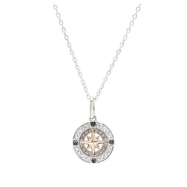 Sterling Silver Mini White Crystal Compass Pendant Dickinson Jewelers Dunkirk, MD