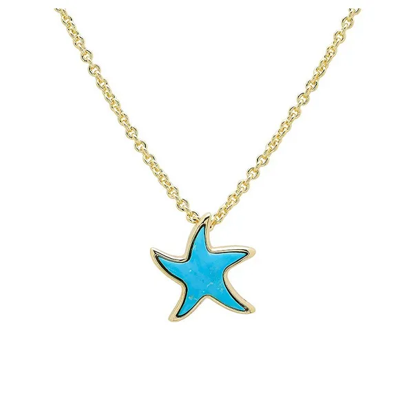 Sterling Silver/14ky Vermeil Turquoise Star Fish Necklace Dickinson Jewelers Dunkirk, MD