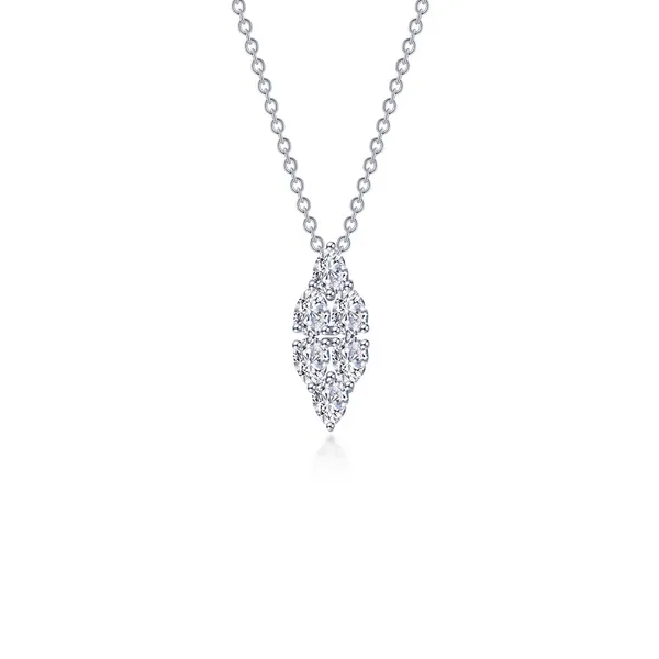 SS/Plat Bonded Lassaire Simulated Diamond Elongated Cluster Pendant Dickinson Jewelers Dunkirk, MD