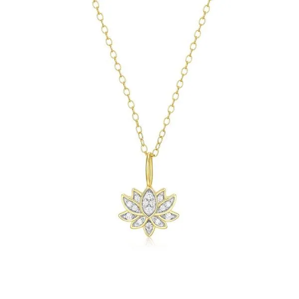 14k Gold Plated LAB DIAMONDS Lotus Pendant Dickinson Jewelers Dunkirk, MD