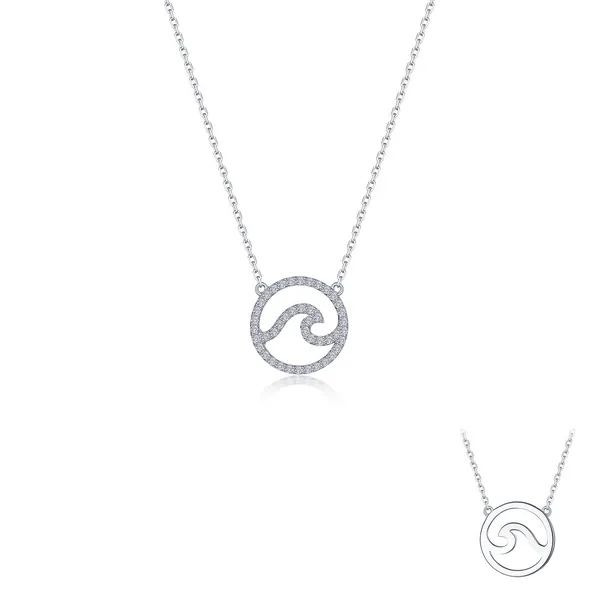 SS/Plat Bonded Lassaire Simulated Diamond Ocean Wave Necklace Dickinson Jewelers Dunkirk, MD