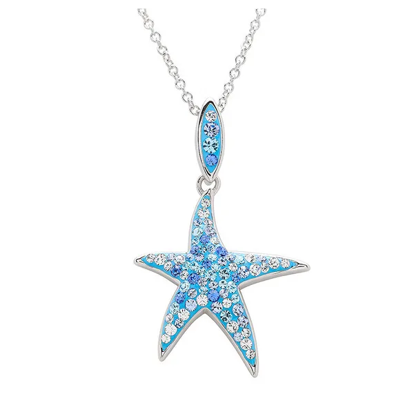 Sterling Silver Aqua Crystal Starfish Pendant Dickinson Jewelers Dunkirk, MD