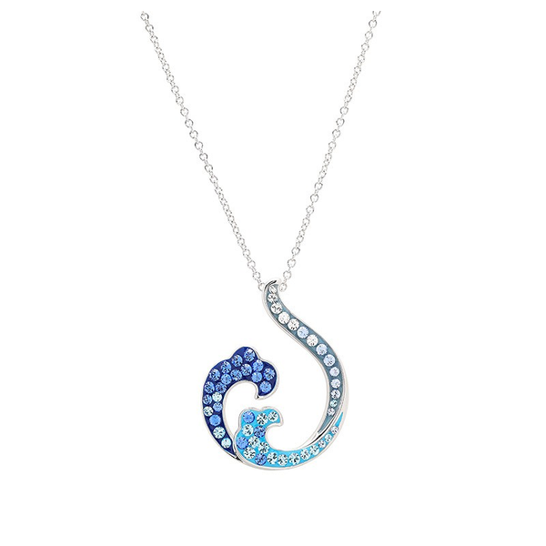 Sterling Silver Gradient Blue Crystals Wave Pendant Dickinson Jewelers Dunkirk, MD