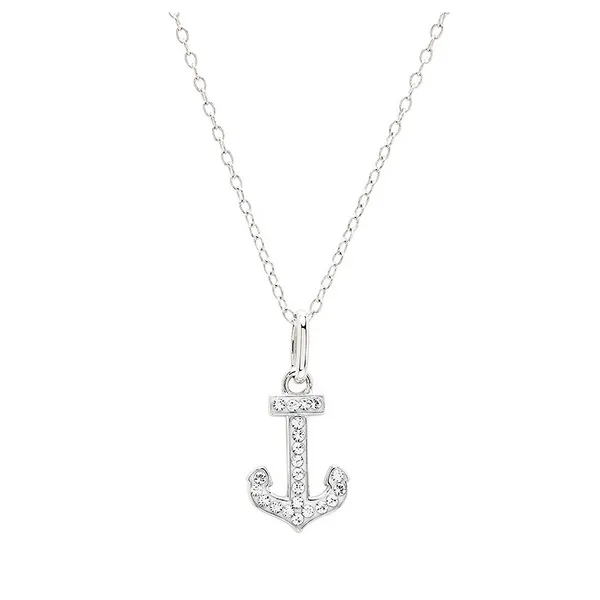 Sterling Silver Mini White Crystal Anchor Pendant Dickinson Jewelers Dunkirk, MD