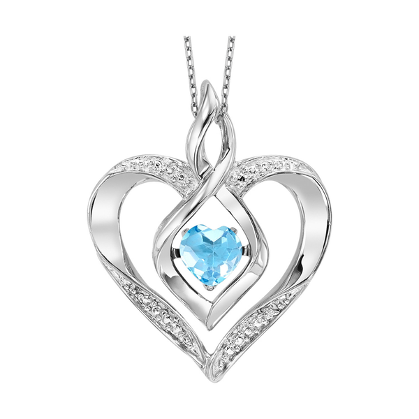 Sterling Silver Created Blue Topaz Heartbeat Pendant Dickinson Jewelers Dunkirk, MD