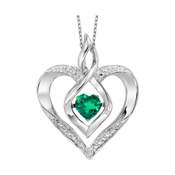 Sterling Silver Created Emerald Heartbeat Pendant Dickinson Jewelers Dunkirk, MD