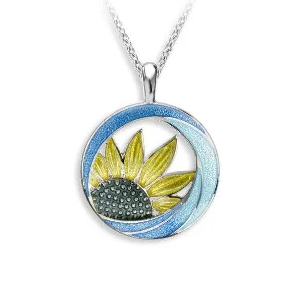 Sterling Silver Framed Yellow Enamel Sunflower Pendant Dickinson Jewelers Dunkirk, MD