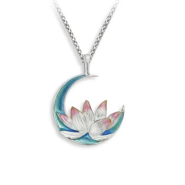 Sterling Silver Enamel White/Pink Lotus Pendant Dickinson Jewelers Dunkirk, MD