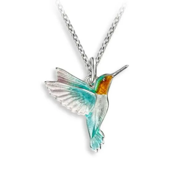 Sterling Silver Turquoise Enamel Hummingbird Pendant Dickinson Jewelers Dunkirk, MD