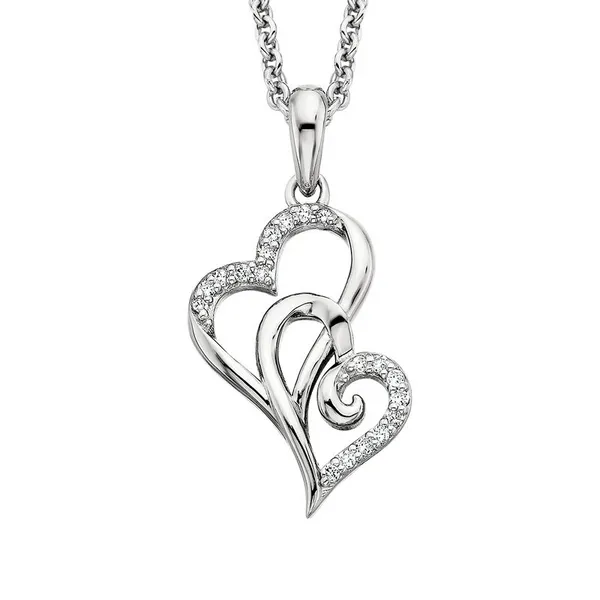 Sterling Silver White Topaz Double Heart Pendant Dickinson Jewelers Dunkirk, MD