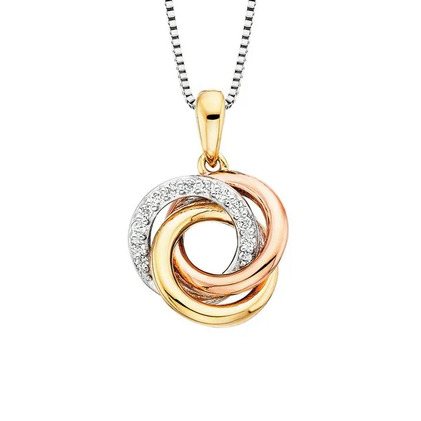 Sterling Silver/Gold Vermeil CZ Love Knot Pendant Dickinson Jewelers Dunkirk, MD