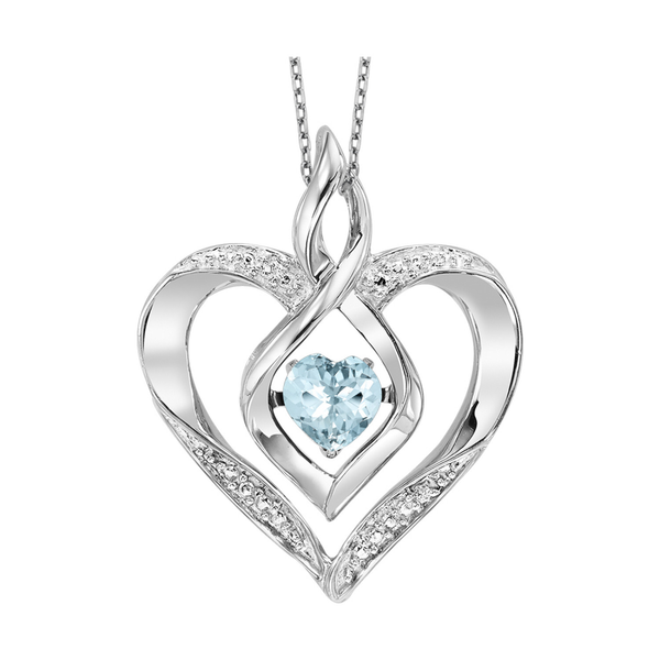 Sterling Silver Created Aquamarine Heartbeat Pendant Dickinson Jewelers Dunkirk, MD
