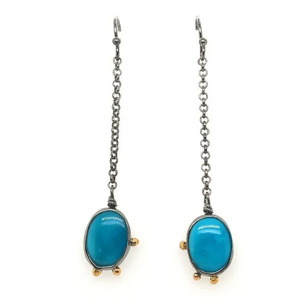 Sterling Silver And 18k Gold Plated Turquoise Dangle Earrings Dickinson Jewelers Dunkirk, MD