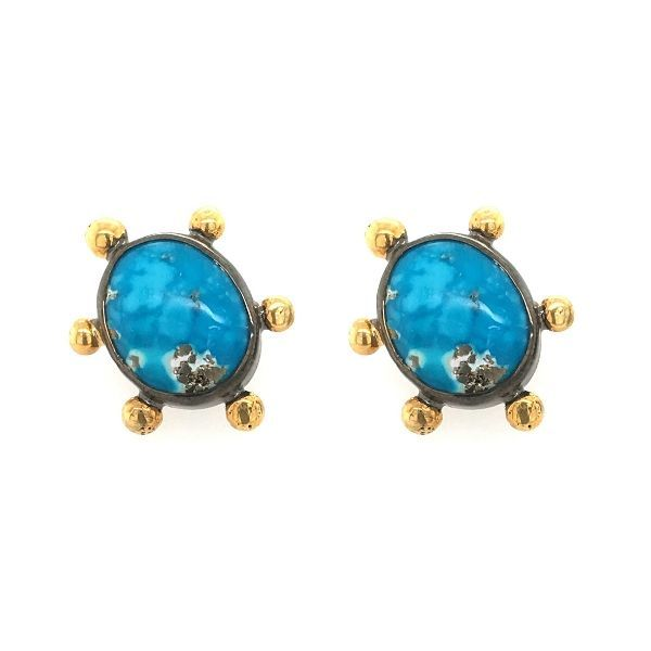 Sterling Silver And 18k Gold Plated Turquoise Post Earrings Dickinson Jewelers Dunkirk, MD