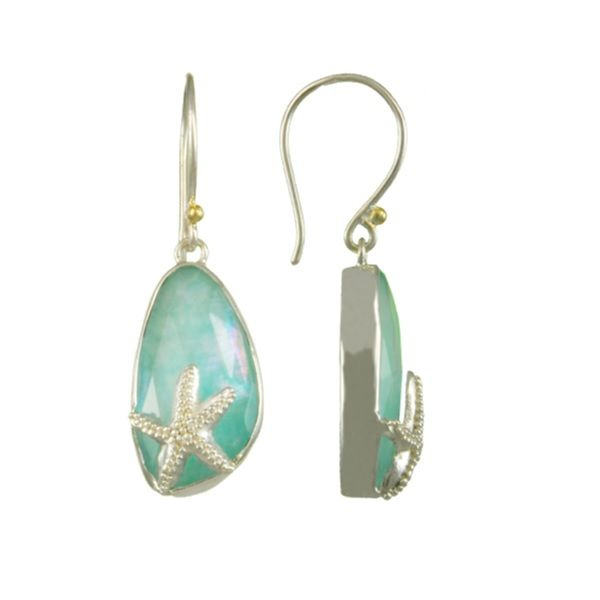 Sterling Silver Amazonite, Quartz And MOP Starfish Dangle Earrings Dickinson Jewelers Dunkirk, MD