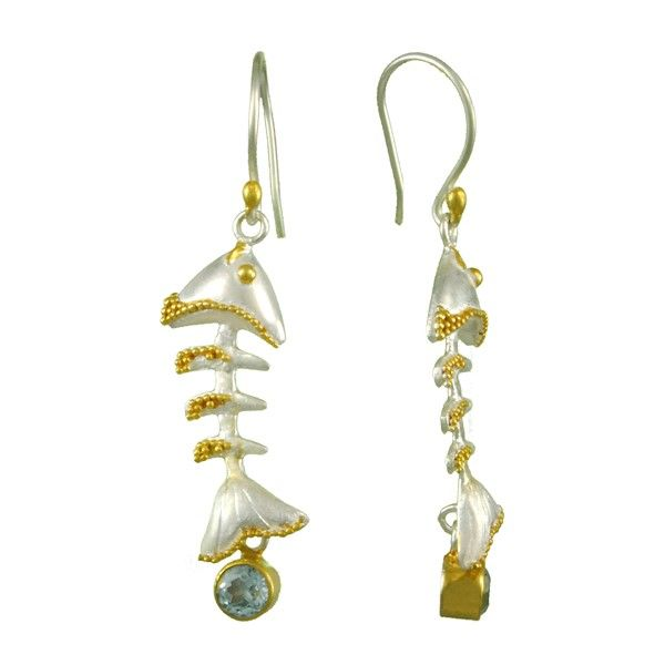 Sterling Silver And Blue Topaz Fishbone Dangle Earrings Dickinson Jewelers Dunkirk, MD