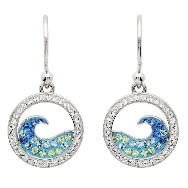 Sterling Silver And Swarovski® Crystal Blue Wave Earrings Dickinson Jewelers Dunkirk, MD