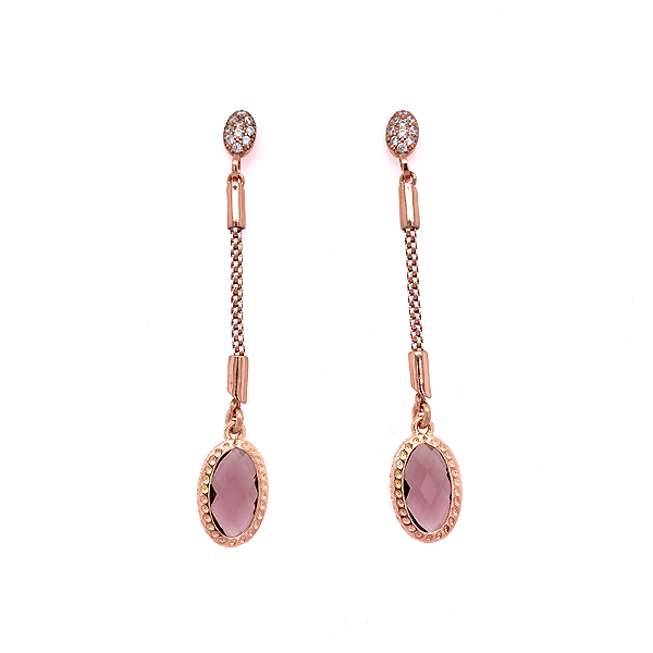 Sterling Silver And Vermeil Rose Quartz Dangle Earrings Dickinson Jewelers Dunkirk, MD