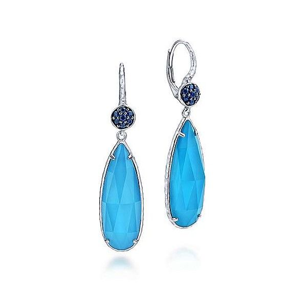 Sterling Silver Rock Crystal, Turquoise And Sapphire Earrings Dickinson Jewelers Dunkirk, MD