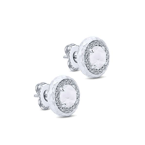 Sterling Silver Rock Crystal White MOP And White Sapphire Earrings Image 2 Dickinson Jewelers Dunkirk, MD