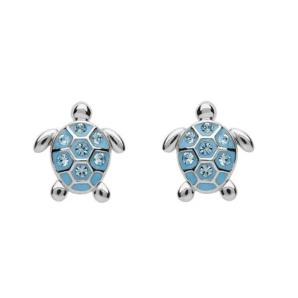 Sterling silver turtle earrings discount