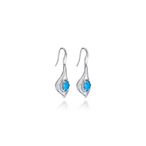 Sterling Silver Rock Crystal And Turquoise Teardrop Earrings Image 2 Dickinson Jewelers Dunkirk, MD