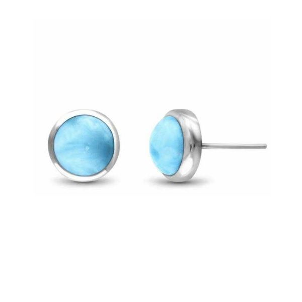 Round Larimar Stud Earrings Dickinson Jewelers Dunkirk, MD