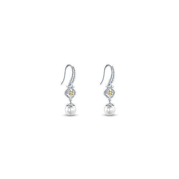 Sterling Silver And 18k Yellow Gold Cultured Pearl Earrings Dickinson Jewelers Dunkirk, MD