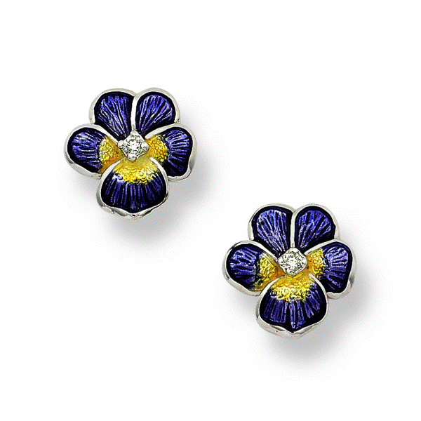 Sterling Silver And Purple Enamel Pansy Stud Earrings Dickinson Jewelers Dunkirk, MD