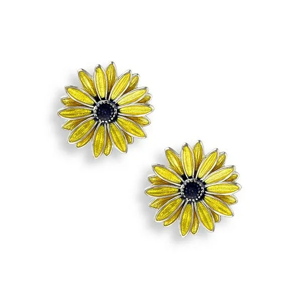 Sterling Silver and Yellow Enamel Black Eyed Susan Stud Earrings Dickinson Jewelers Dunkirk, MD