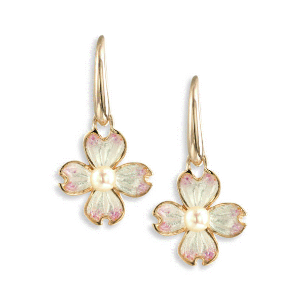 Rose Gold Plated And Enamel Dogwood Earrings Dickinson Jewelers Dunkirk, MD