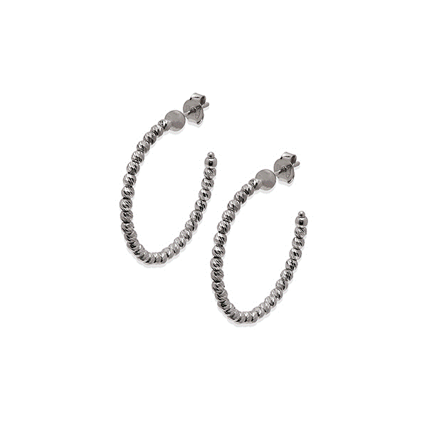 Diamond Cut Beaded Hoop Earrings Dickinson Jewelers Dunkirk, MD