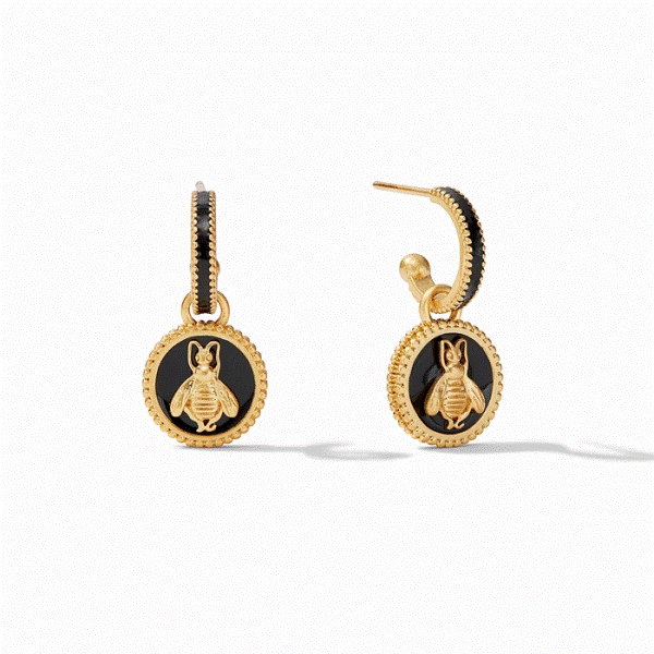 Bee Cameo Hoop & Charm Earrings Dickinson Jewelers Dunkirk, MD