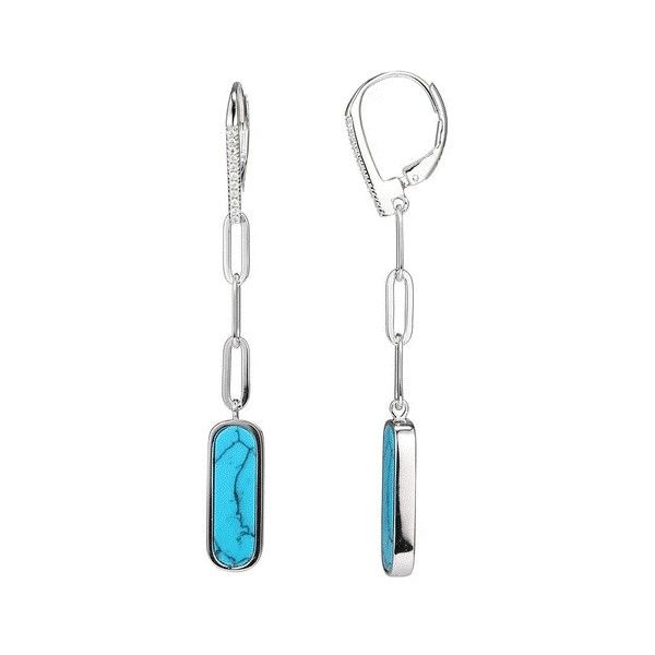 Paperclip Synthetic Turquoise Earrings Dickinson Jewelers Dunkirk, MD