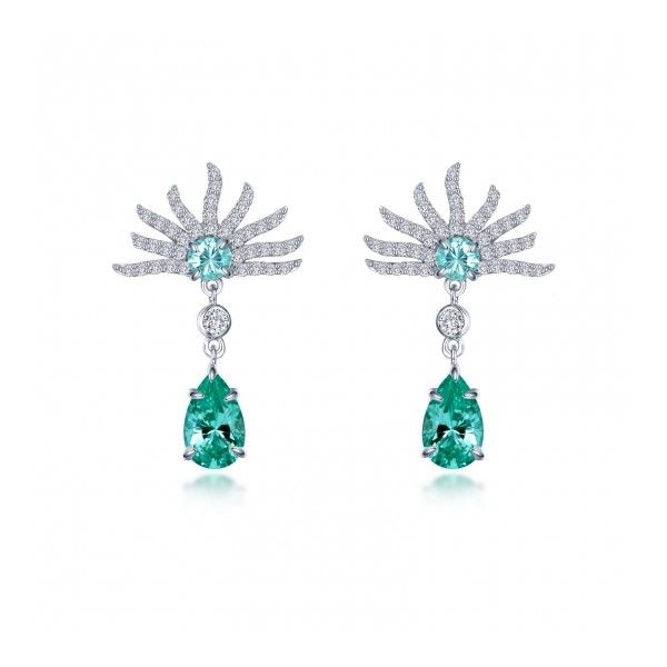 Lassaire Simulated Diamond and Lab-Grown Green Sapphire Earrings Dickinson Jewelers Dunkirk, MD