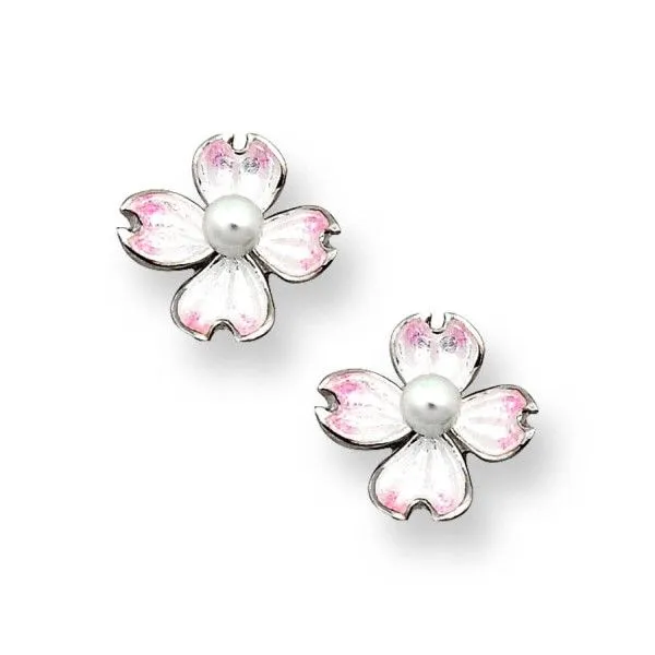 Sterling Silver and Enamel Dogwood Earrings Dickinson Jewelers Dunkirk, MD