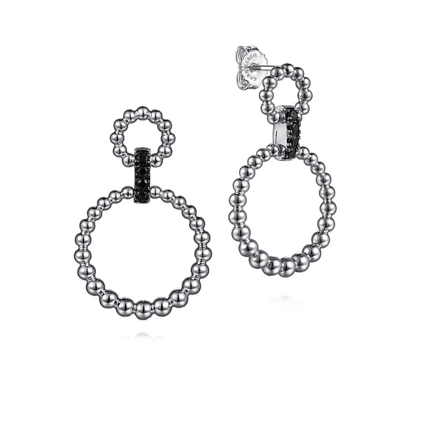 Sterling Silver Black Spinel Bujukan Link Drop Earrings Dickinson Jewelers Dunkirk, MD