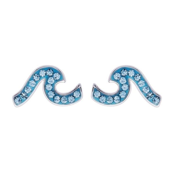 Sterling Silver Aqua Blue Crystals Wave Earrings Dickinson Jewelers Dunkirk, MD