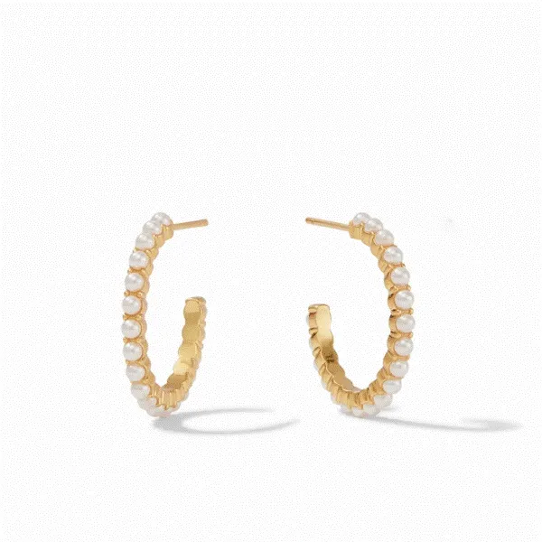 24Kt Gold Plated Juliet Hoop Earrings with Pearl Accents Dickinson Jewelers Dunkirk, MD