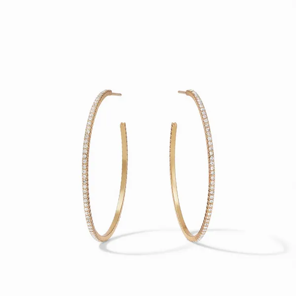 24Kt Gold Plated Windsor Hoop Earrings in Cubic Zirconia Dickinson Jewelers Dunkirk, MD