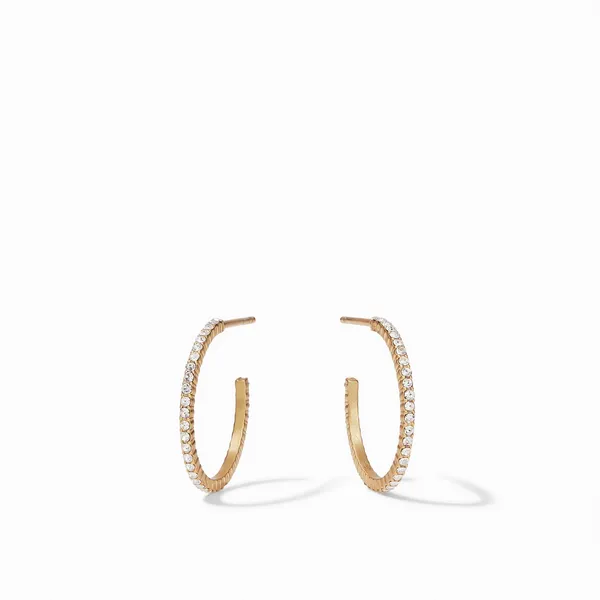 24Kt Gold Plated Windsor Hoop Earrings in Cubic Zirconia Dickinson Jewelers Dunkirk, MD