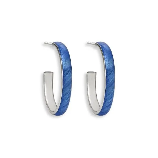 Sterling Silver Blue Enamel Hoop Earrings Dickinson Jewelers Dunkirk, MD