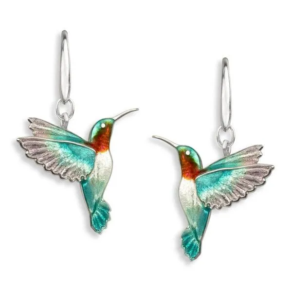 Nicole Barr Sterling Silver and Enamel Hummingbird Earrings Dickinson Jewelers Dunkirk MD