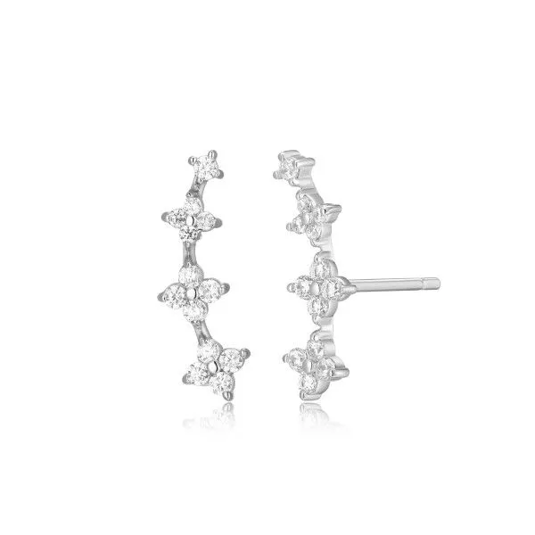 Sterling Silver .20cttw LAB DIAMONDS Floral Climber Stud Earrings Dickinson Jewelers Dunkirk, MD