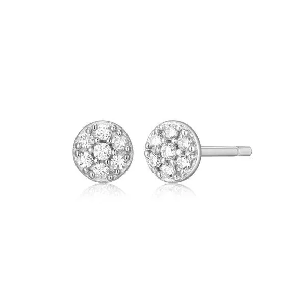 Sterling Silver LAB DIAMONDS Round Pave Stud Earrings Dickinson Jewelers Dunkirk, MD