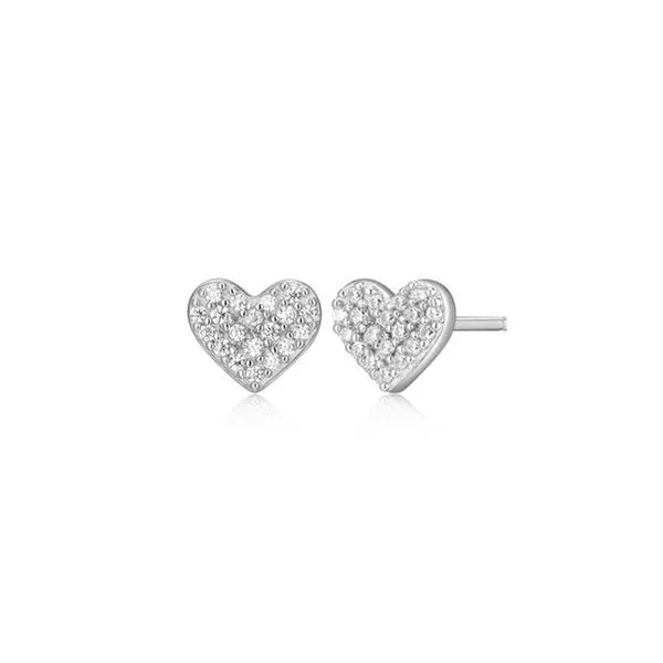 Sterling Silver LAB DIAMONDS Pave Heart Post Earrings Dickinson Jewelers Dunkirk, MD